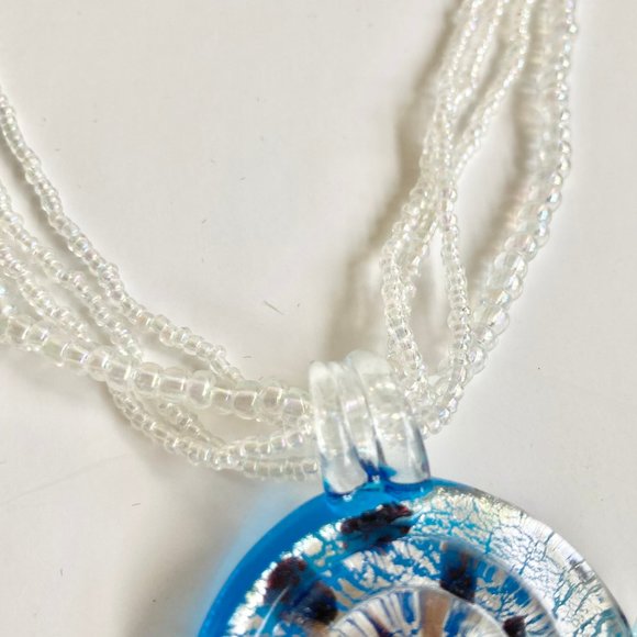 Murano Art Glass Seed Bead Sea Shell Nautilus Shiva Necklace Sea Life Nautical - Picture 10 of 12